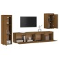 vidaXL Muebles para TV 4 piezas madera maciza de pino marrón miel