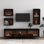 vidaXL Muebles para TV 6 piezas madera maciza de pino negro