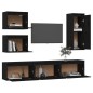 vidaXL Muebles para TV 6 piezas madera maciza de pino negro