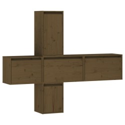 vidaXL Muebles para TV 5 piezas madera maciza de pino marrón miel