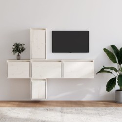 vidaXL Muebles para TV 5 piezas madera maciza de pino blanco
