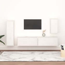 vidaXL Muebles para TV 4 piezas madera maciza de pino blanco
