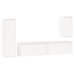 vidaXL Muebles para TV 4 piezas madera maciza de pino blanco