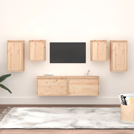 vidaXL Muebles para TV 6 piezas madera maciza de pino