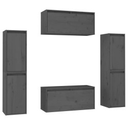 vidaXL Muebles para TV 6 piezas madera maciza de pino gris