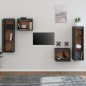 vidaXL Muebles para TV 4 piezas madera maciza de pino gris vidaXL Muebles para TV 4 piezas madera maciza de pino gris
