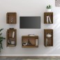 vidaXL Muebles para TV 5 piezas madera maciza de pino marrón miel