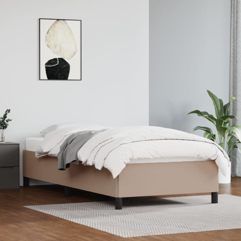 vidaXL Estructura de cama cuero sintético color capuchino 80x200 cm vidaXL Estructura de cama cuero sintético color capuchino 80x200 cm