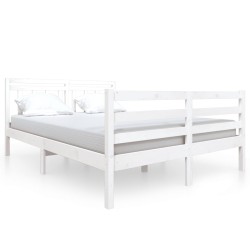 vidaXL Estructura de cama doble de madera maciza blanco 135x190 cm