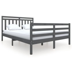 vidaXL Estructura de cama de madera maciza gris 160x200 cm
