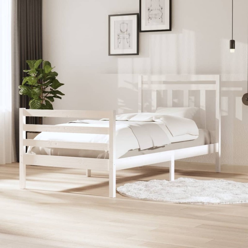 vidaXL Estructura de cama madera maciza blanca 100x200 cm vidaXL Estructura de cama madera maciza blanca 100x200 cm