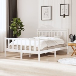 vidaXL Estructura de cama de madera maciza blanca 140x190 cm