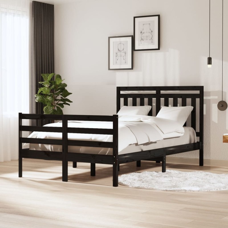 vidaXL Estructura de cama madera maciza negra 120x200 cm vidaXL Estructura de cama madera maciza negra 120x200 cm