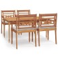 vidaXL Juego comedor de jardín 5 pzas y cojines madera maciza de teca vidaXL Juego comedor de jardín 5 pzas y cojines madera maciza de teca