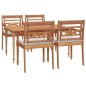 vidaXL Juego comedor de jardín 5 pzas y cojines madera maciza de teca vidaXL Juego comedor de jardín 5 pzas y cojines madera maciza de teca