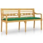 vidaXL Banco Batavia con cojín verde madera maciza de teca 150 cm