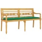 vidaXL Banco Batavia con cojín verde madera maciza de teca 150 cm