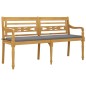 vidaXL Banco Batavia con cojín gris madera maciza de teca 150 cm