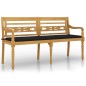 vidaXL Banco Batavia con cojín negro madera maciza de teca 150 cm vidaXL Banco Batavia con cojín negro madera maciza de teca 150 cm