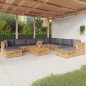 vidaXL Juego muebles de jardín 11 piezas y cojines madera maciza teca vidaXL Juego muebles de jardín 11 piezas y cojines madera maciza teca