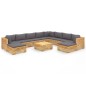 vidaXL Juego muebles de jardín 11 piezas y cojines madera maciza teca vidaXL Juego muebles de jardín 11 piezas y cojines madera maciza teca