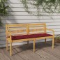 vidaXL Banco Batavia con cojín rojo vino madera maciza de teca 150 cm vidaXL Banco Batavia con cojín rojo vino madera maciza de teca 150 cm