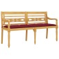 vidaXL Banco Batavia con cojín rojo vino madera maciza de teca 150 cm vidaXL Banco Batavia con cojín rojo vino madera maciza de teca 150 cm