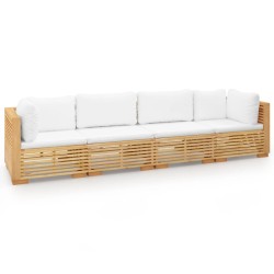vidaXL Juego muebles de jardín 4 piezas y cojines madera maciza teca