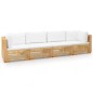 vidaXL Juego muebles de jardín 4 piezas y cojines madera maciza teca vidaXL Juego muebles de jardín 4 piezas y cojines madera maciza teca