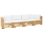 vidaXL Juego muebles de jardín 4 piezas y cojines madera maciza teca vidaXL Juego muebles de jardín 4 piezas y cojines madera maciza teca