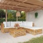 vidaXL Juego muebles de jardín 6 piezas y cojines madera maciza teca vidaXL Juego muebles de jardín 6 piezas y cojines madera maciza teca
