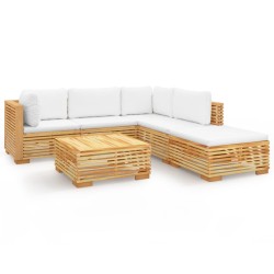 vidaXL Juego muebles de jardín 6 piezas y cojines madera maciza teca