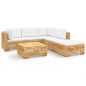 vidaXL Juego muebles de jardín 6 piezas y cojines madera maciza teca vidaXL Juego muebles de jardín 6 piezas y cojines madera maciza teca