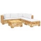 vidaXL Juego muebles de jardín 6 piezas y cojines madera maciza teca vidaXL Juego muebles de jardín 6 piezas y cojines madera maciza teca