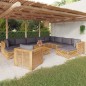 vidaXL Juego muebles de jardín 12 piezas y cojines madera maciza teca vidaXL Juego muebles de jardín 12 piezas y cojines madera maciza teca