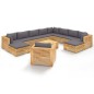 vidaXL Juego muebles de jardín 12 piezas y cojines madera maciza teca vidaXL Juego muebles de jardín 12 piezas y cojines madera maciza teca