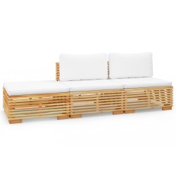 vidaXL Juego muebles de jardín 3 piezas y cojines madera maciza teca
