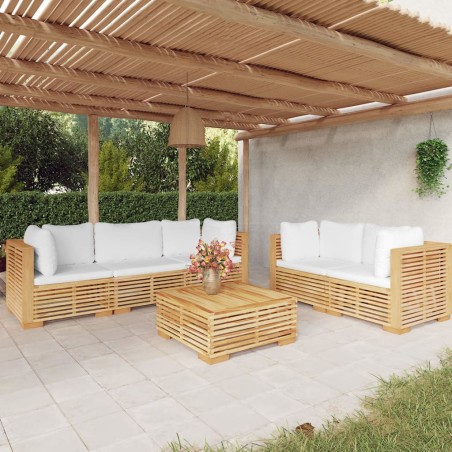 vidaXL Juego muebles de jardín 6 piezas y cojines madera maciza teca