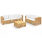 vidaXL Juego muebles de jardín 6 piezas y cojines madera maciza teca