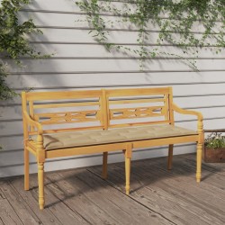 vidaXL Banco Batavia con cojín beige madera maciza de teca 150 cm