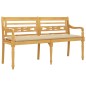 vidaXL Banco Batavia con cojín beige madera maciza de teca 150 cm