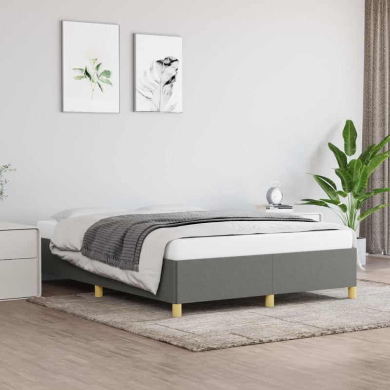 vidaXL Estructura de cama de tela gris oscuro 140x200 cm vidaXL Estructura de cama de tela gris oscuro 140x200 cm