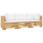 vidaXL Juego muebles de jardín 3 piezas y cojines madera maciza teca vidaXL Juego muebles de jardín 3 piezas y cojines madera maciza teca