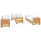 vidaXL Juego muebles de jardín 9 piezas y cojines madera maciza teca vidaXL Juego muebles de jardín 9 piezas y cojines madera maciza teca
