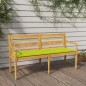 vidaXL Banco Batavia con cojín verde brillo madera maciza teca 150 cm vidaXL Banco Batavia con cojín verde brillo madera maciza teca 150 cm