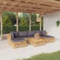 vidaXL Juego muebles de jardín 7 piezas y cojines madera maciza teca vidaXL Juego muebles de jardín 7 piezas y cojines madera maciza teca
