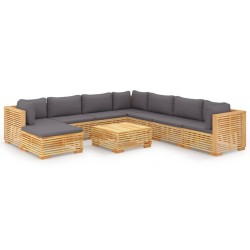 vidaXL Juego muebles de jardín 9 piezas y cojines madera maciza teca