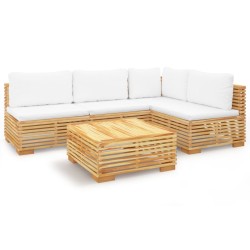 vidaXL Juego muebles de jardín 5 piezas y cojines madera maciza teca