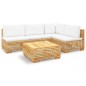 vidaXL Juego muebles de jardín 5 piezas y cojines madera maciza teca vidaXL Juego muebles de jardín 5 piezas y cojines madera maciza teca