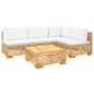 vidaXL Juego muebles de jardín 5 piezas y cojines madera maciza teca vidaXL Juego muebles de jardín 5 piezas y cojines madera maciza teca